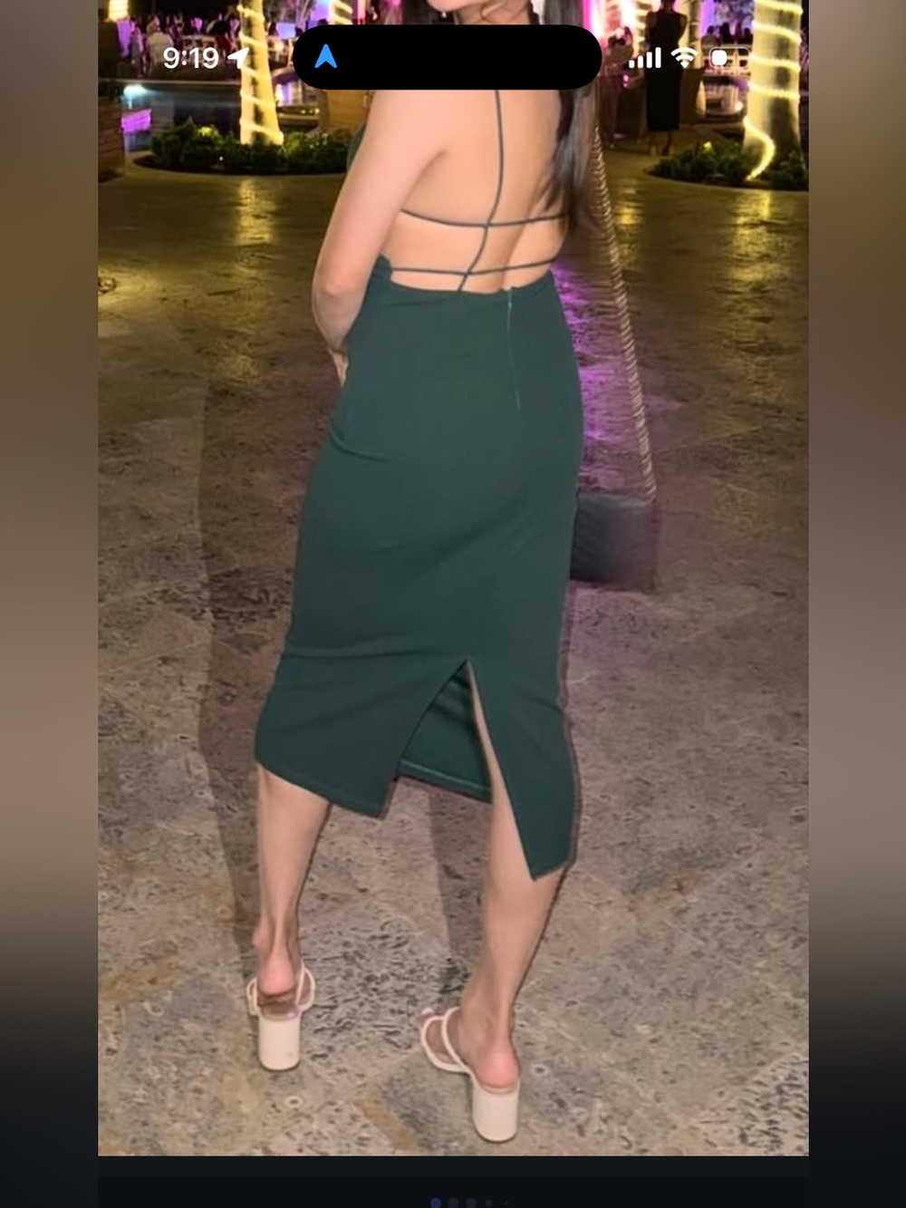 Hello Molly Dark Green Midi Dress with Back Center Slit